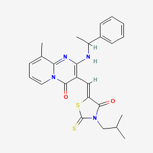 9-methyl-3-{(Z)-[3-(2-methylpropyl)-4-oxo-2-thioxo-1,3-thiazolidin-5-ylidene]methyl}-2-[(1-phenylethyl)amino]-4H-pyrido[1,2-a]pyrimidin-4-one