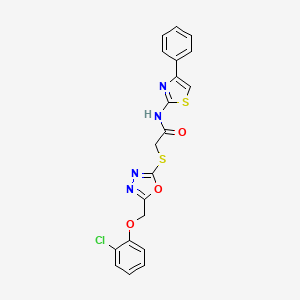 2-({5-[(2-chlorophenoxy)methyl]-1,3,4-oxadiazol-2-yl}sulfanyl)-N-(4-phenyl-1,3-thiazol-2-yl)acetamide