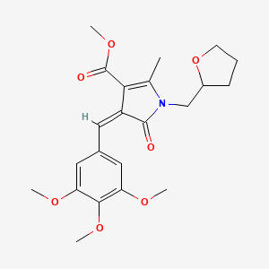 molecular formula C22H27NO7 B11616388 methyl (4Z)-2-methyl-5-oxo-1-(tetrahydrofuran-2-ylmethyl)-4-(3,4,5-trimethoxybenzylidene)-4,5-dihydro-1H-pyrrole-3-carboxylate 