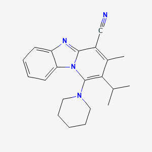 molecular formula C21H24N4 B11616406 3-Methyl-1-(piperidin-1-yl)-2-(propan-2-yl)pyrido[1,2-a]benzimidazole-4-carbonitrile 