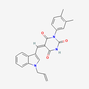 molecular formula C24H21N3O3 B11616448 (5E)-1-(3,4-dimethylphenyl)-5-{[1-(prop-2-en-1-yl)-1H-indol-3-yl]methylidene}pyrimidine-2,4,6(1H,3H,5H)-trione 