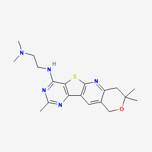 molecular formula C19H25N5OS B11616513 N',N'-dimethyl-N-(5,5,13-trimethyl-6-oxa-17-thia-2,12,14-triazatetracyclo[8.7.0.03,8.011,16]heptadeca-1,3(8),9,11,13,15-hexaen-15-yl)ethane-1,2-diamine 