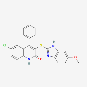 molecular formula C23H16ClN3O2S B11616535 6-chloro-3-[(5-methoxy-1H-benzimidazol-2-yl)thio]-4-phenylquinolin-2(1H)-one 