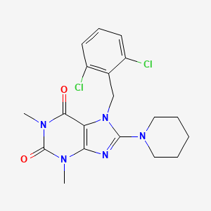 molecular formula C19H21Cl2N5O2 B11616549 7-(2,6-dichlorobenzyl)-1,3-dimethyl-8-(piperidin-1-yl)-3,7-dihydro-1H-purine-2,6-dione 