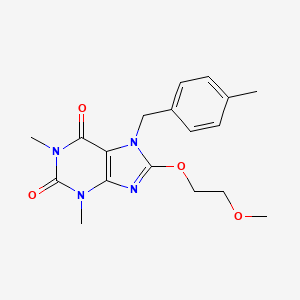 molecular formula C18H22N4O4 B11616565 8-(2-methoxyethoxy)-1,3-dimethyl-7-(4-methylbenzyl)-1H-purine-2,6(3H,7H)-dione CAS No. 476480-51-0