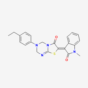 (7Z)-3-(4-ethylphenyl)-7-(1-methyl-2-oxo-1,2-dihydro-3H-indol-3-ylidene)-3,4-dihydro-2H-[1,3]thiazolo[3,2-a][1,3,5]triazin-6(7H)-one