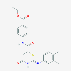 ethyl 4-[({2-[(3,4-dimethylphenyl)amino]-4-oxo-5,6-dihydro-4H-1,3-thiazin-6-yl}carbonyl)amino]benzoate