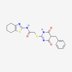 2-[(5-benzyl-4,6-dioxo-1,4,5,6-tetrahydropyrimidin-2-yl)sulfanyl]-N-(4,5,6,7-tetrahydro-1,3-benzothiazol-2-yl)acetamide