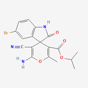 molecular formula C18H16BrN3O4 B11616674 propan-2-yl 6'-amino-5-bromo-5'-cyano-2'-methyl-2-oxospiro[1H-indole-3,4'-pyran]-3'-carboxylate 