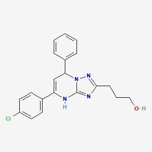 molecular formula C20H19ClN4O B11616754 3-(5-(4-Chlorophenyl)-7-phenyl-4,7-dihydro-[1,2,4]triazolo[1,5-a]pyrimidin-2-yl)propan-1-ol 