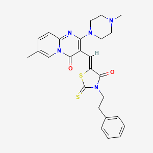 molecular formula C26H27N5O2S2 B11616757 7-methyl-2-(4-methylpiperazin-1-yl)-3-{(Z)-[4-oxo-3-(2-phenylethyl)-2-thioxo-1,3-thiazolidin-5-ylidene]methyl}-4H-pyrido[1,2-a]pyrimidin-4-one 