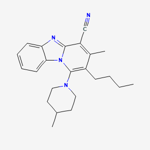 molecular formula C23H28N4 B11616791 2-Butyl-3-methyl-1-(4-methylpiperidin-1-yl)pyrido[1,2-a]benzimidazole-4-carbonitrile 