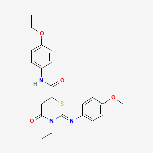 molecular formula C22H25N3O4S B11616795 (2Z)-N-(4-ethoxyphenyl)-3-ethyl-2-[(4-methoxyphenyl)imino]-4-oxo-1,3-thiazinane-6-carboxamide 