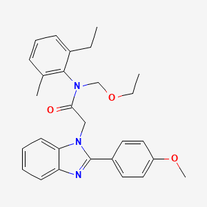 molecular formula C28H31N3O3 B11616860 N-(ethoxymethyl)-N-(2-ethyl-6-methylphenyl)-2-[2-(4-methoxyphenyl)-1H-benzimidazol-1-yl]acetamide 