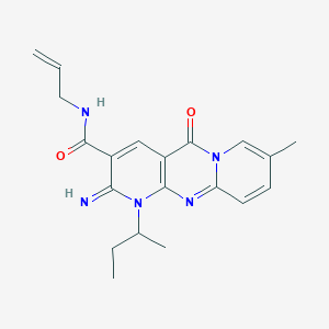 molecular formula C20H23N5O2 B11616875 7-butan-2-yl-6-imino-13-methyl-2-oxo-N-prop-2-enyl-1,7,9-triazatricyclo[8.4.0.03,8]tetradeca-3(8),4,9,11,13-pentaene-5-carboxamide 