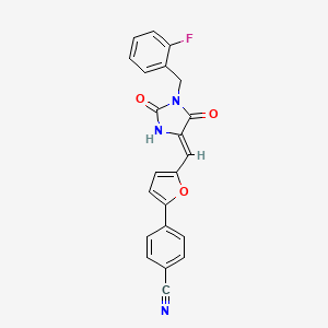 4-(5-{(Z)-[1-(2-fluorobenzyl)-2,5-dioxoimidazolidin-4-ylidene]methyl}furan-2-yl)benzonitrile