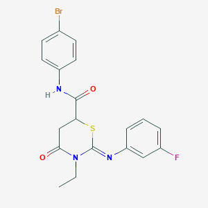 (2Z)-N-(4-bromophenyl)-3-ethyl-2-[(3-fluorophenyl)imino]-4-oxo-1,3-thiazinane-6-carboxamide