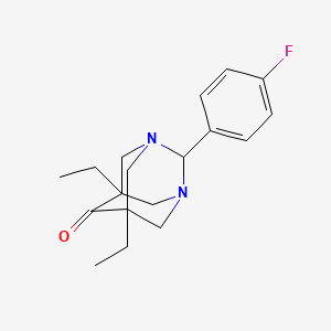 5,7-Diethyl-2-(4-fluorophenyl)-1,3-diazatricyclo[3.3.1.1~3,7~]decan-6-one