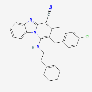 2-(4-Chlorobenzyl)-1-{[2-(1-cyclohexen-1-yl)ethyl]amino}-3-methylpyrido[1,2-a]benzimidazole-4-carbonitrile