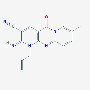 6-imino-13-methyl-2-oxo-7-prop-2-enyl-1,7,9-triazatricyclo[8.4.0.03,8]tetradeca-3(8),4,9,11,13-pentaene-5-carbonitrile