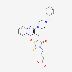 4-[(5Z)-5-{[2-(4-benzylpiperazin-1-yl)-4-oxo-4H-pyrido[1,2-a]pyrimidin-3-yl]methylidene}-4-oxo-2-thioxo-1,3-thiazolidin-3-yl]butanoic acid