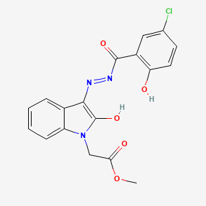 methyl [(3Z)-3-{2-[(5-chloro-2-hydroxyphenyl)carbonyl]hydrazinylidene}-2-oxo-2,3-dihydro-1H-indol-1-yl]acetate