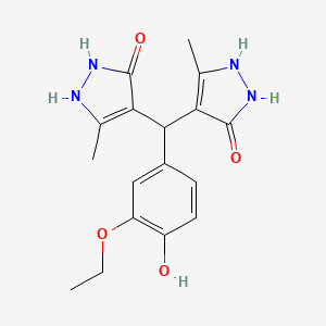 4-[(3-Ethoxy-4-hydroxyphenyl)-(3-methyl-5-oxo-1,2-dihydropyrazol-4-yl)methyl]-5-methyl-1,2-dihydropyrazol-3-one