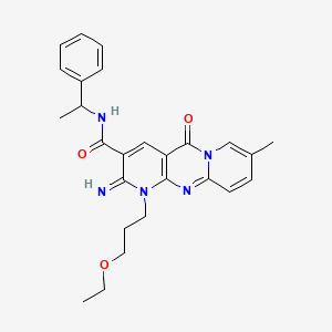 7-(3-ethoxypropyl)-6-imino-13-methyl-2-oxo-N-(1-phenylethyl)-1,7,9-triazatricyclo[8.4.0.03,8]tetradeca-3(8),4,9,11,13-pentaene-5-carboxamide