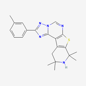 12,12,14,14-tetramethyl-4-(3-methylphenyl)-10-thia-3,5,6,8,13-pentazatetracyclo[7.7.0.02,6.011,16]hexadeca-1(9),2,4,7,11(16)-pentaene