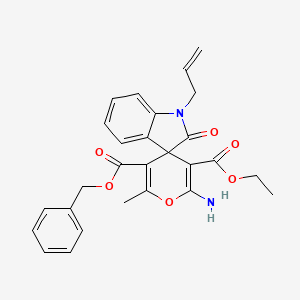 5'-Benzyl 3'-ethyl 2'-amino-6'-methyl-2-oxo-1-(prop-2-en-1-yl)-1,2-dihydrospiro[indole-3,4'-pyran]-3',5'-dicarboxylate