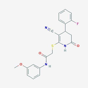 2-{[3-cyano-4-(2-fluorophenyl)-6-oxo-1,4,5,6-tetrahydropyridin-2-yl]sulfanyl}-N-(3-methoxyphenyl)acetamide