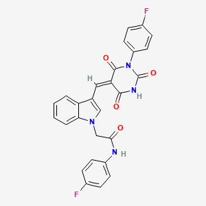 N-(4-fluorophenyl)-2-(3-{(E)-[1-(4-fluorophenyl)-2,4,6-trioxotetrahydropyrimidin-5(2H)-ylidene]methyl}-1H-indol-1-yl)acetamide