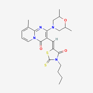 3-[(Z)-(3-butyl-4-oxo-2-thioxo-1,3-thiazolidin-5-ylidene)methyl]-2-(2,6-dimethyl-4-morpholinyl)-9-methyl-4H-pyrido[1,2-a]pyrimidin-4-one