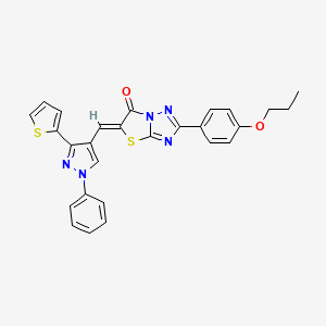 (5Z)-5-{[1-phenyl-3-(thiophen-2-yl)-1H-pyrazol-4-yl]methylidene}-2-(4-propoxyphenyl)[1,3]thiazolo[3,2-b][1,2,4]triazol-6(5H)-one