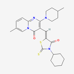 3-[(Z)-(3-Cyclohexyl-4-oxo-2-thioxo-1,3-thiazolidin-5-ylidene)methyl]-7-methyl-2-(4-methyl-1-piperidinyl)-4H-pyrido[1,2-A]pyrimidin-4-one