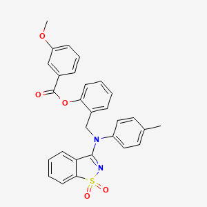 2-{[(1,1-Dioxido-1,2-benzothiazol-3-yl)(4-methylphenyl)amino]methyl}phenyl 3-methoxybenzoate