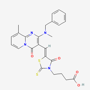 4-[(5Z)-5-({2-[benzyl(methyl)amino]-9-methyl-4-oxo-4H-pyrido[1,2-a]pyrimidin-3-yl}methylene)-4-oxo-2-thioxo-1,3-thiazolidin-3-yl]butanoic acid