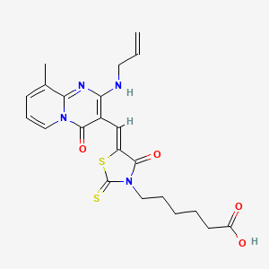 6-((5Z)-5-{[2-(allylamino)-9-methyl-4-oxo-4H-pyrido[1,2-a]pyrimidin-3-yl]methylene}-4-oxo-2-thioxo-1,3-thiazolidin-3-yl)hexanoic acid