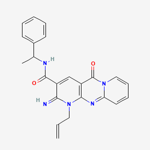 6-imino-2-oxo-N-(1-phenylethyl)-7-prop-2-enyl-1,7,9-triazatricyclo[8.4.0.03,8]tetradeca-3(8),4,9,11,13-pentaene-5-carboxamide