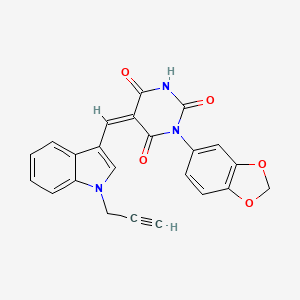 (5Z)-1-(1,3-benzodioxol-5-yl)-5-{[1-(prop-2-yn-1-yl)-1H-indol-3-yl]methylidene}pyrimidine-2,4,6(1H,3H,5H)-trione