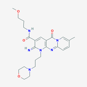 6-imino-N-(3-methoxypropyl)-13-methyl-7-(3-morpholin-4-ylpropyl)-2-oxo-1,7,9-triazatricyclo[8.4.0.03,8]tetradeca-3(8),4,9,11,13-pentaene-5-carboxamide