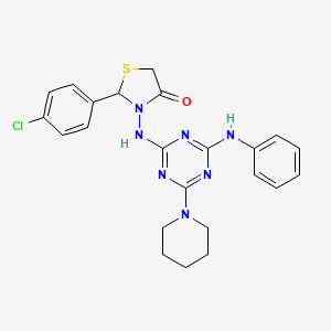 2-(4-Chlorophenyl)-3-{[4-(phenylamino)-6-(piperidin-1-yl)-1,3,5-triazin-2-yl]amino}-1,3-thiazolidin-4-one