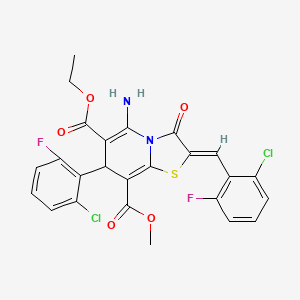 6-ethyl 8-methyl (2Z)-5-amino-2-(2-chloro-6-fluorobenzylidene)-7-(2-chloro-6-fluorophenyl)-3-oxo-2,3-dihydro-7H-[1,3]thiazolo[3,2-a]pyridine-6,8-dicarboxylate