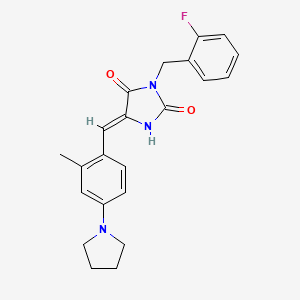 (5Z)-3-(2-fluorobenzyl)-5-[2-methyl-4-(pyrrolidin-1-yl)benzylidene]imidazolidine-2,4-dione