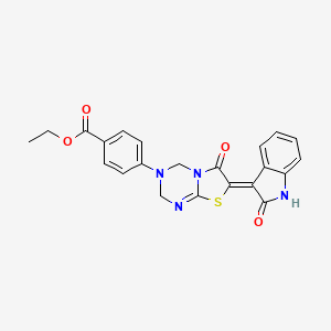 ethyl 4-[(7Z)-6-oxo-7-(2-oxo-1,2-dihydro-3H-indol-3-ylidene)-6,7-dihydro-2H-[1,3]thiazolo[3,2-a][1,3,5]triazin-3(4H)-yl]benzoate