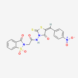 2-(1,1-dioxido-3-oxo-1,2-benzothiazol-2(3H)-yl)-N-[(5E)-5-(4-nitrobenzylidene)-4-oxo-2-thioxo-1,3-thiazolidin-3-yl]acetamide