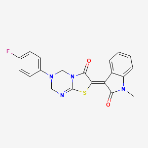 (7Z)-3-(4-fluorophenyl)-7-(1-methyl-2-oxo-1,2-dihydro-3H-indol-3-ylidene)-3,4-dihydro-2H-[1,3]thiazolo[3,2-a][1,3,5]triazin-6(7H)-one