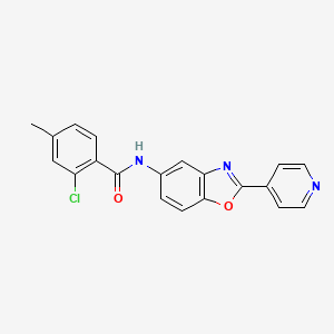 2-chloro-4-methyl-N-[2-(pyridin-4-yl)-1,3-benzoxazol-5-yl]benzamide