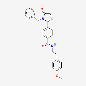 molecular formula C26H26N2O3S B11618216 4-(3-benzyl-4-oxo-1,3-thiazolidin-2-yl)-N-[2-(4-methoxyphenyl)ethyl]benzamide 