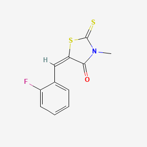 molecular formula C11H8FNOS2 B11618229 (5E)-5-[(2-fluorophenyl)methylidene]-3-methyl-2-sulfanylidene-1,3-thiazolidin-4-one 